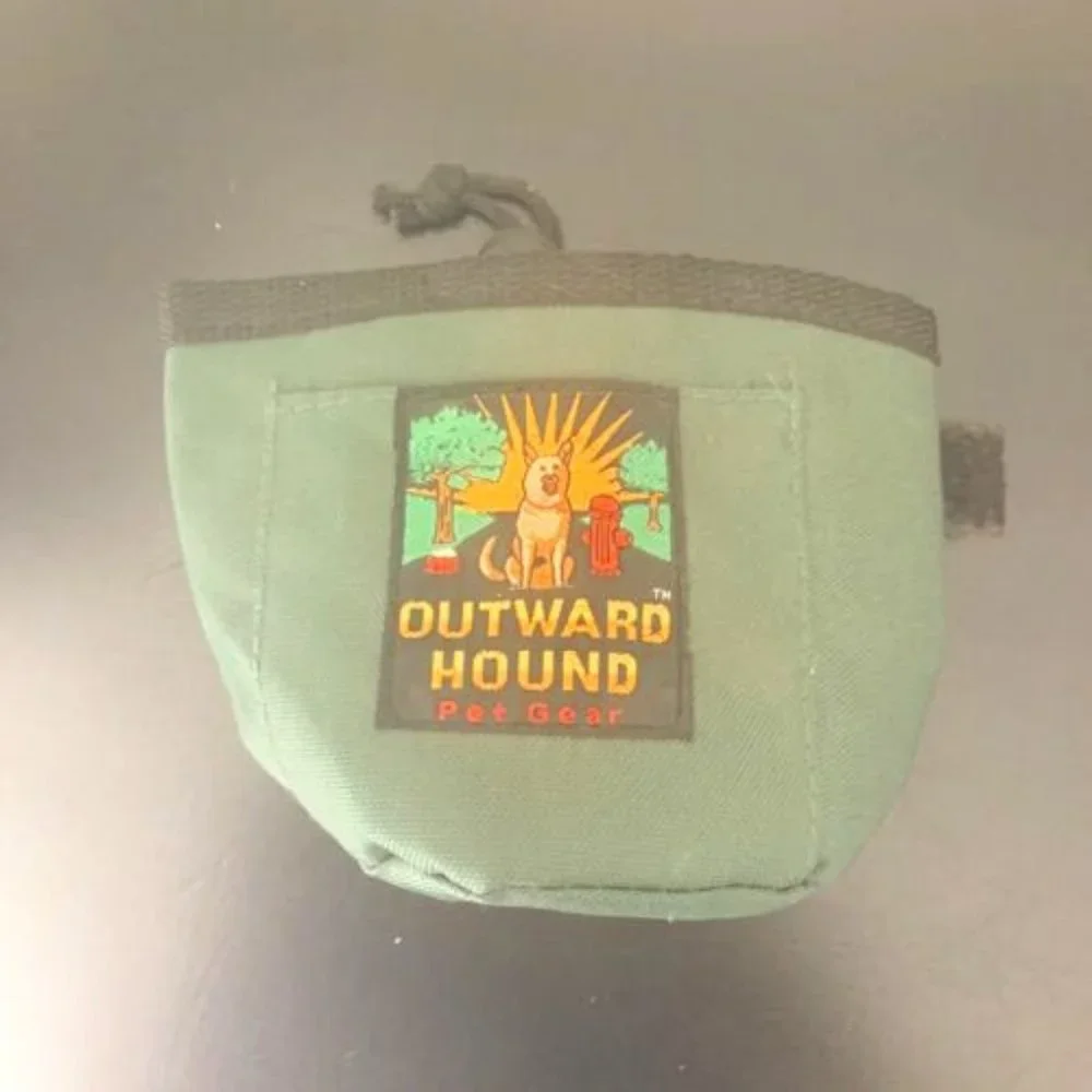 Outward Hound Treat & Ball Pouch Drawstring Cinch Bag Double Compartment Sack