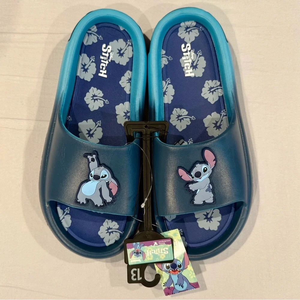 New Disney Stitch Slide Sandals Mens 13 Ombré Summer Pool Beach Vacation Lilo