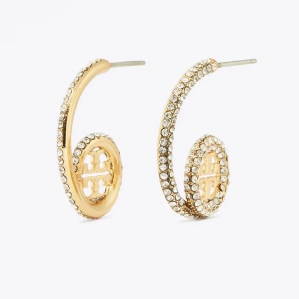 Tory Burch • Icon Pave Loop Earrings good NEW $129
