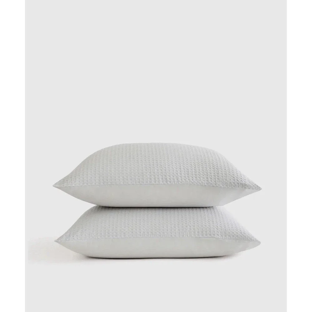 Quince Organic Airy Gauze Box Quilt & Honeycomb Sham Set Queen Dune Gray $204