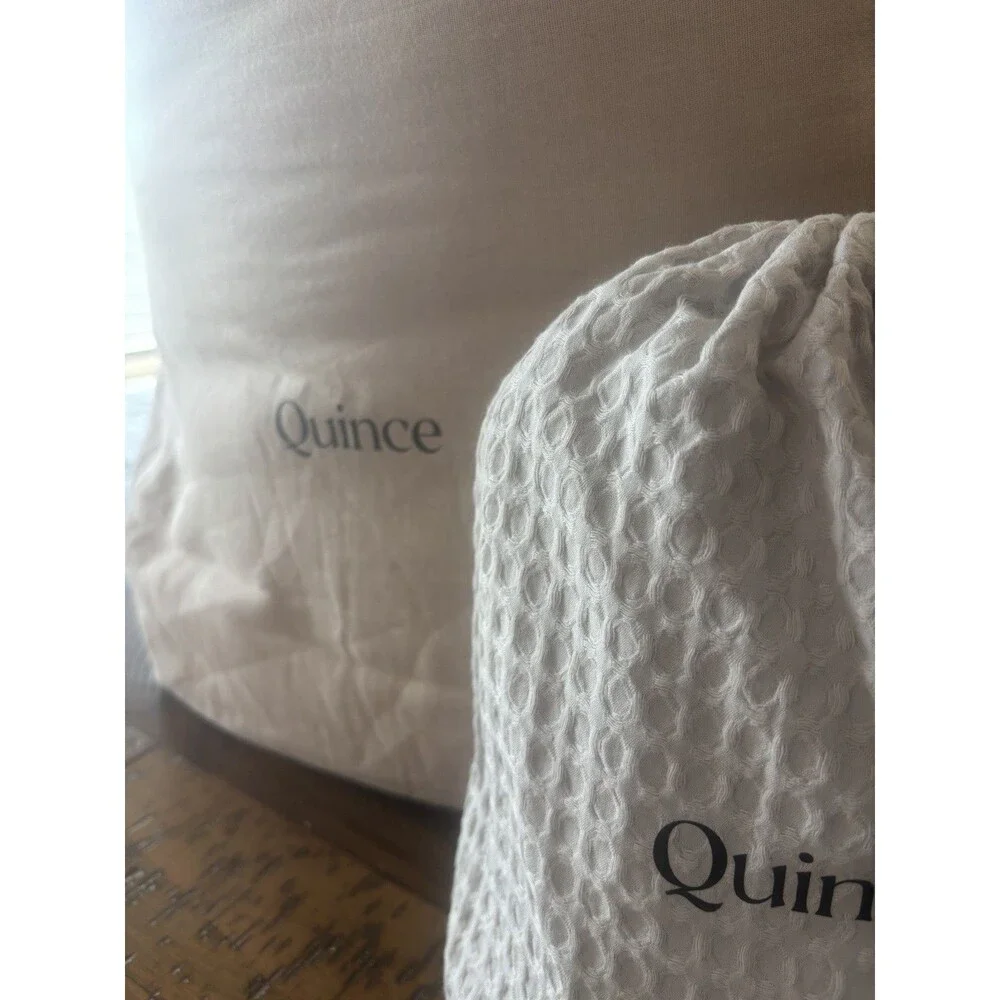 Quince Organic Airy Gauze Box Quilt & Honeycomb Sham Set Queen Dune Gray $204