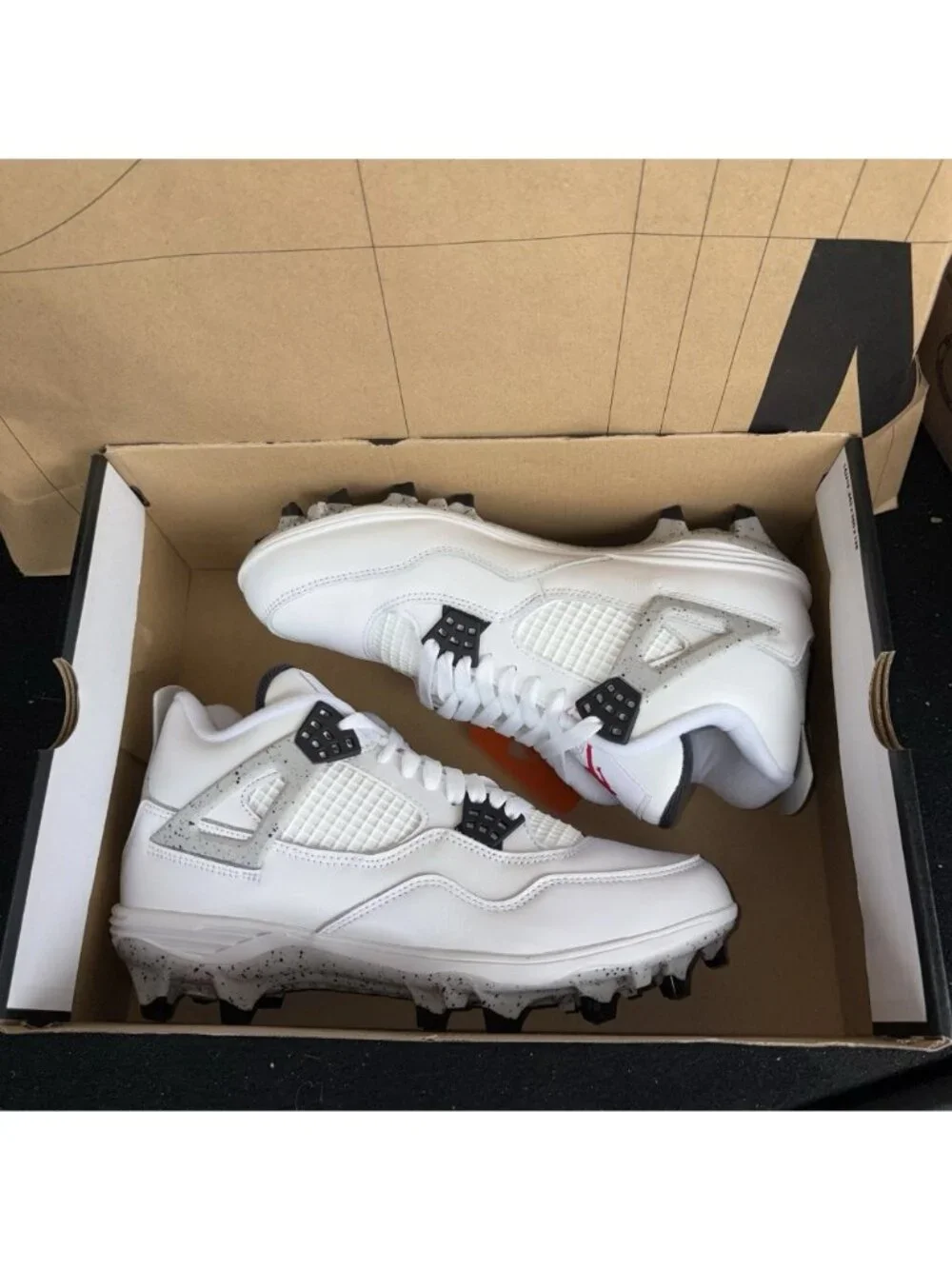NEW Nike Jordan 4 Retro TD 'White Cement' HQ0207-106 Men's Size 8.5 Cleats