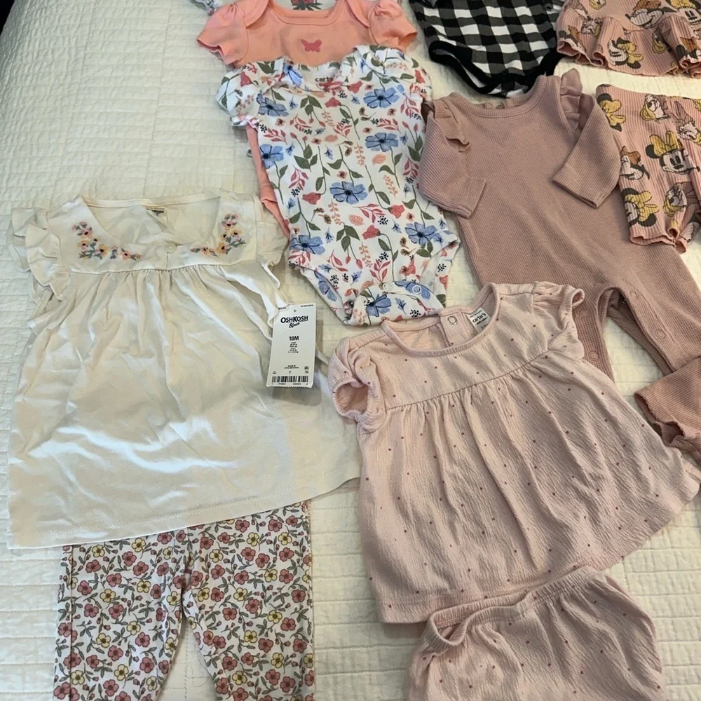 Baby Bundle Carter's Onesie Bodysuits Outfits Disney Emporio Baby Dress EUC Lot