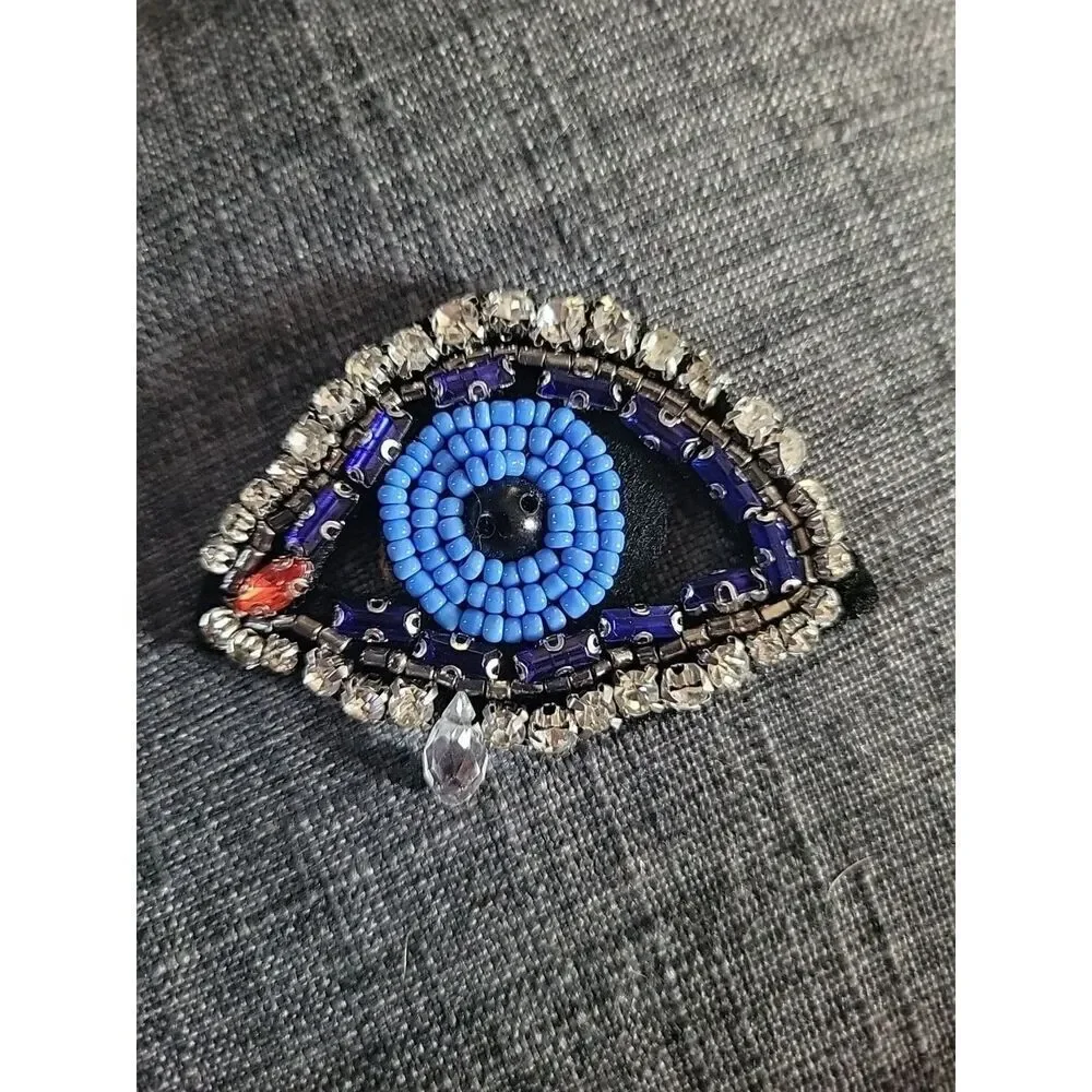 Beaded Rhinestone Eyeball Applique 2