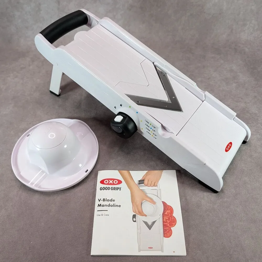 OXO Good Grips V-Blade Mandoline Slicer White Food Guard Julienne Crinkle Blades