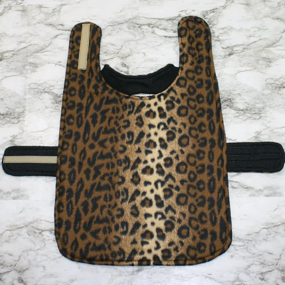 HAND CRAFTED Dog Coat Fleece Winter Reversible Leopard Animal Print B M XS
