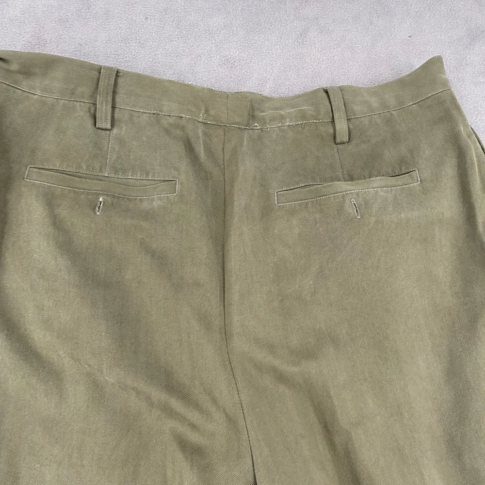 Tommy Bahama Mens 40 Silk Pants Olive Green Straight Leg Casual Trousers Luxury