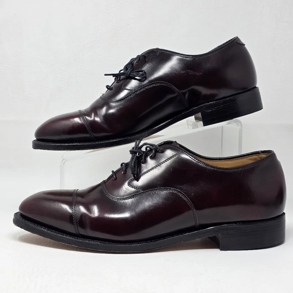 Johnston & Murphy Optima Mens Melton Oxford Size 8.5 Burgundy Cap Toe Shoe USA
