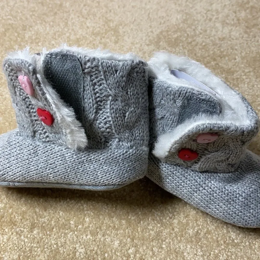 Girl Gray faux-fur Lined Booties 6-12month