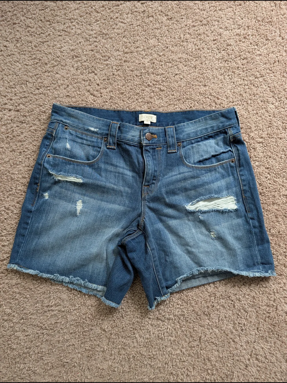 J. Crew Womens Distressed Blue Denim Cutoff Jean Shorts Size 28