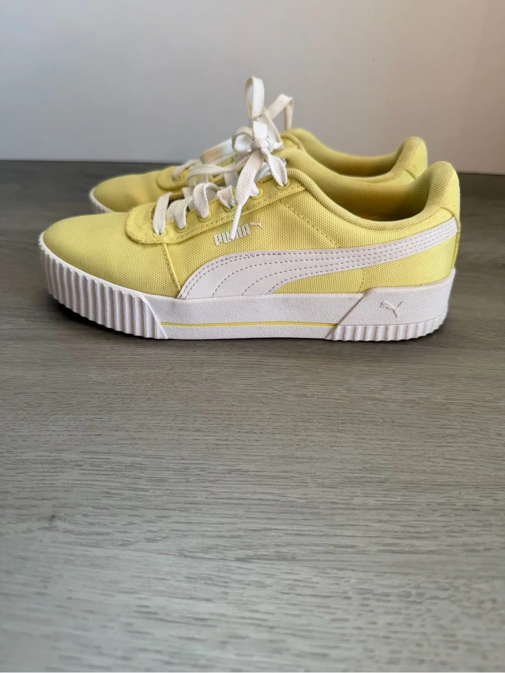 NWOT Puma Carina Canvas Platform Sneakers - Pastel Yellow - Women's 8.5