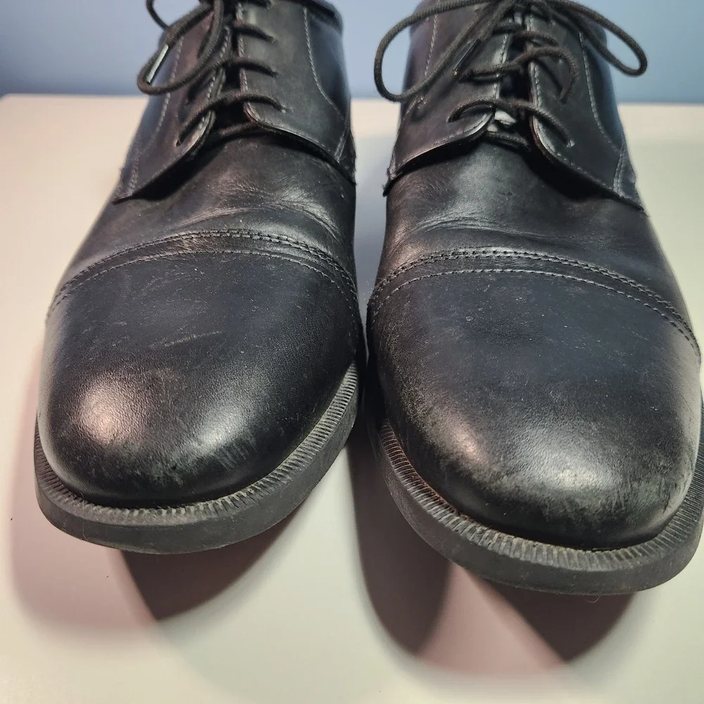 Nunn Bush Mens‎ Black Leather Dress Shoes Comfort Gel Size 12M Oxfords