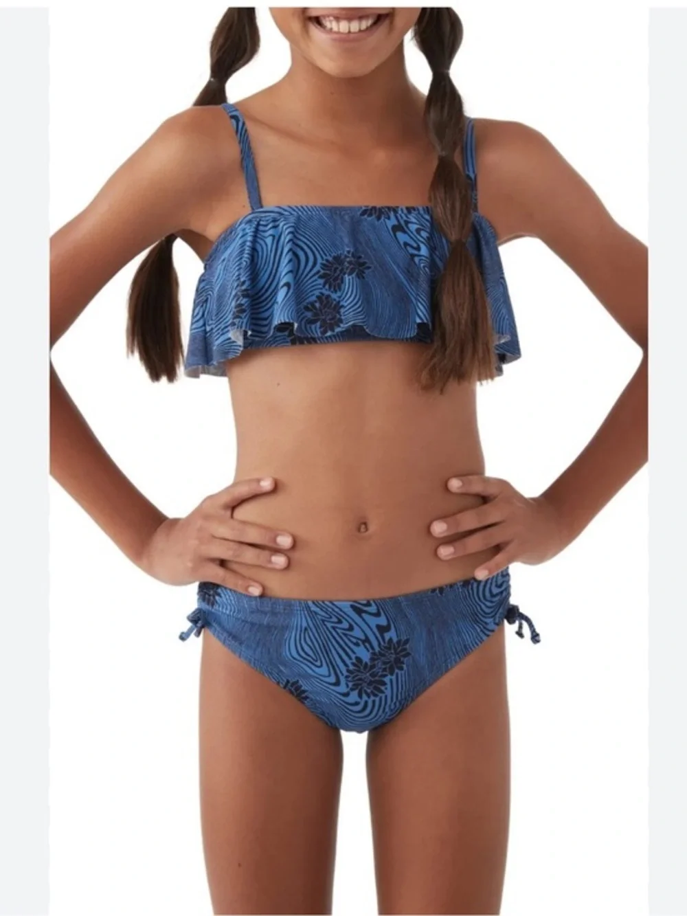 O'Neill Blue Winter Waves Ruffle Two-Piece Swimsuit Size 12 NWT