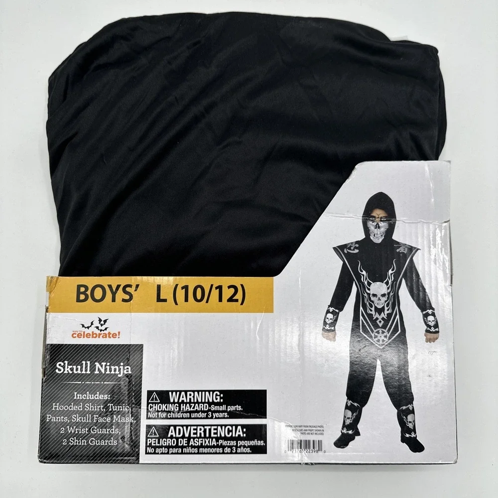 Fun World Silver Skull Ninja Halloween Costume Multicolor Size Boys L (10/12)‎