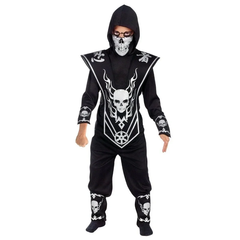 Fun World Silver Skull Ninja Halloween Costume Multicolor Size Boys L (10/12)‎