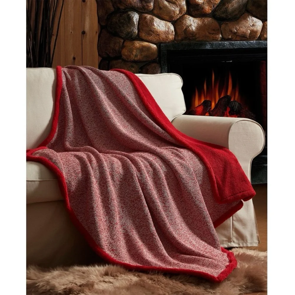 Throw blankets Heather knitted fleece Sherpa brand new