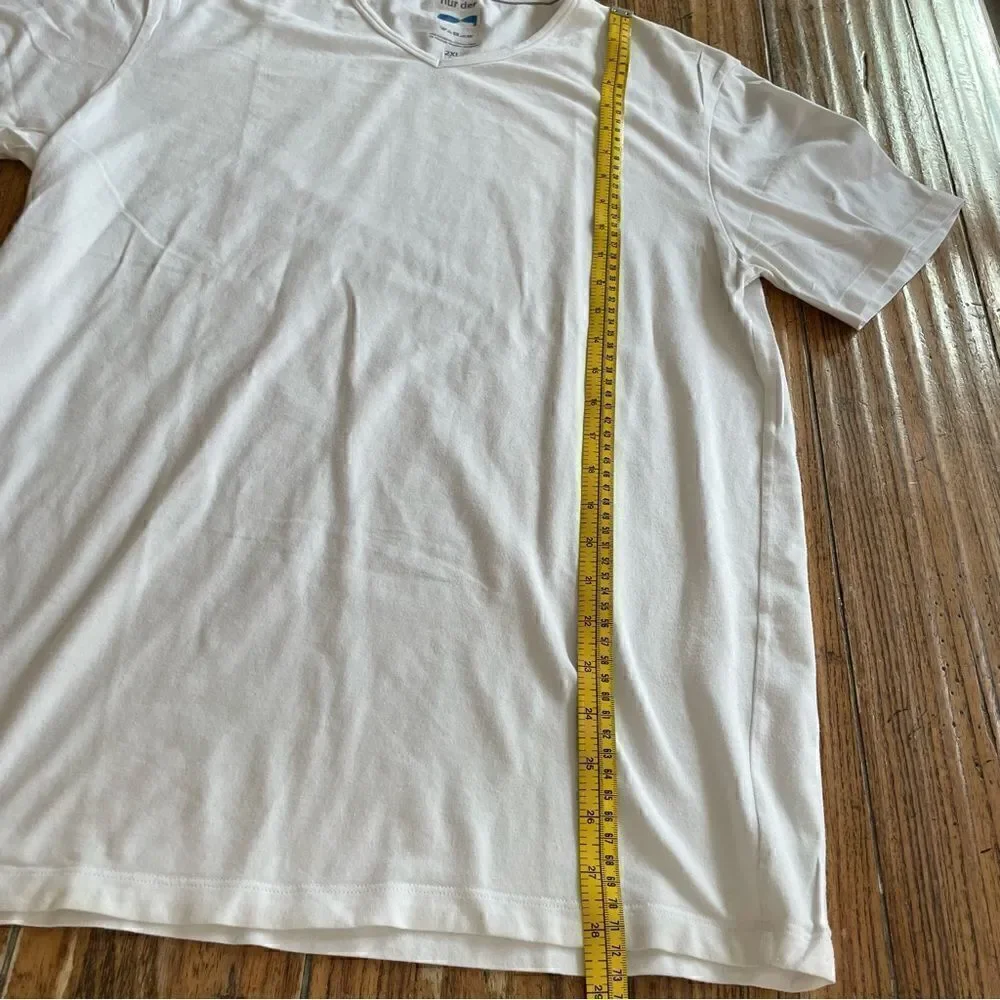 Nur Der Men’s White V Neck Undershirt Cotton Size XL/ XXL Like New Long