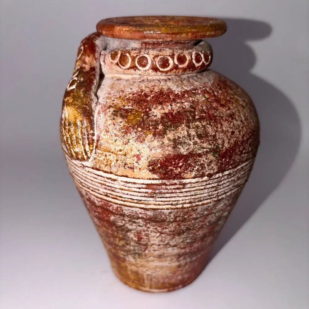 Handcrafted Rustic Ceramic Snake Jar | Artisan Pottery Vase | Earthy Studio Art