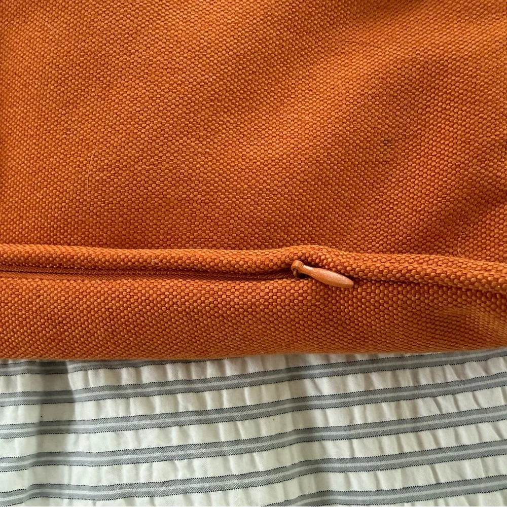 High-End Burnt Orange Linen Lumbar Pillow Cover 14x19 | Tassel Accent Luxe Decor