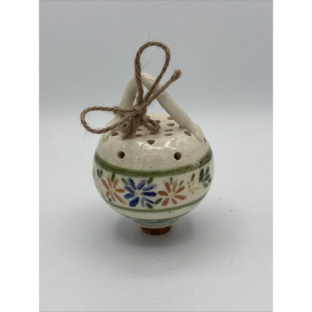 VTG Hand Painted Ceramic Pomander Scent Ball Floral Scentomander Potpourri