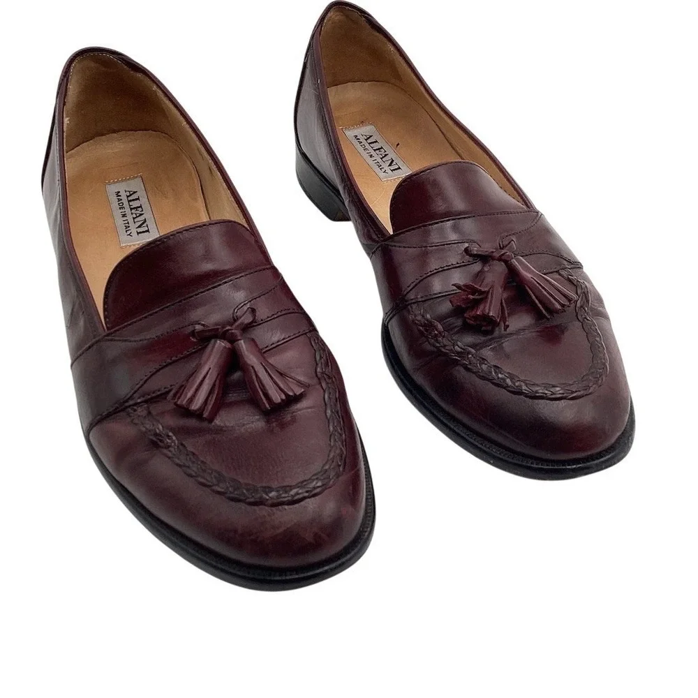 Alfani Tassel Loafers Mens US 11 M Burgundy Red Slip On Dress‎ Shoes