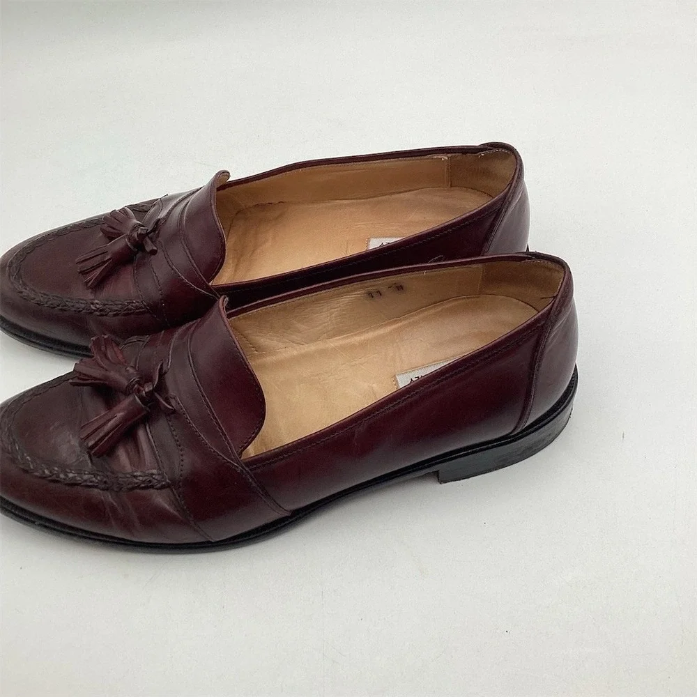 Alfani Tassel Loafers Mens US 11 M Burgundy Red Slip On Dress‎ Shoes