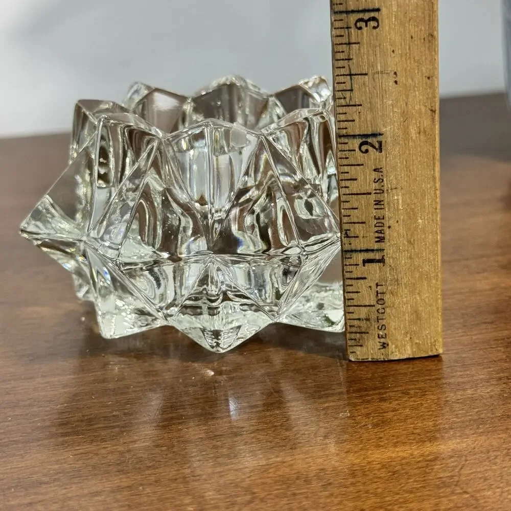 Vintage AVON Clear Glass Faceted Star Votive Tealight Candle Holder Dish Decor