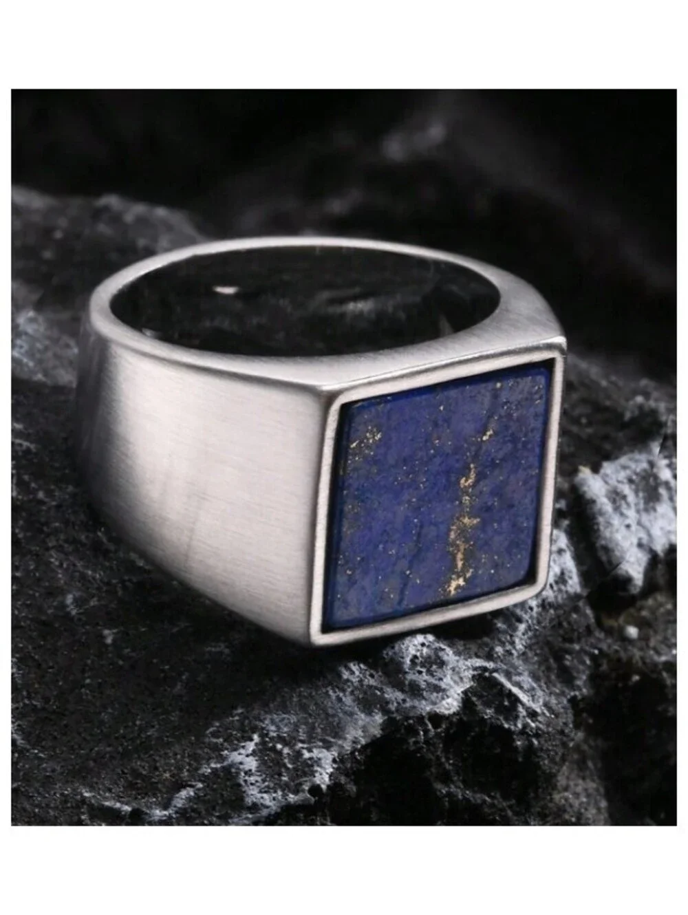 Blue lapis lazuli - Ring - Stainless Steel - Size 8
