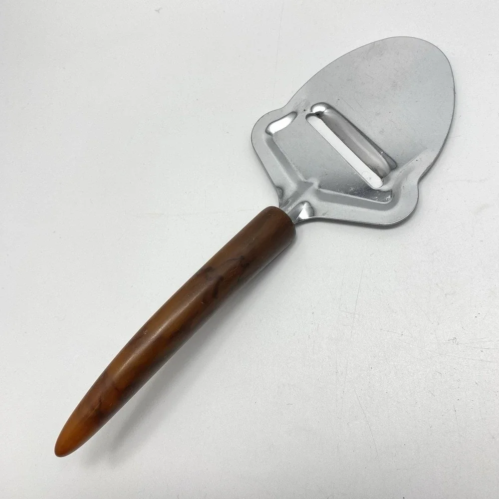 Vtg 4 Barware Utensils Marbled Faux Horn Bottle Opener Cheese Slicer‎ Tongs Fork