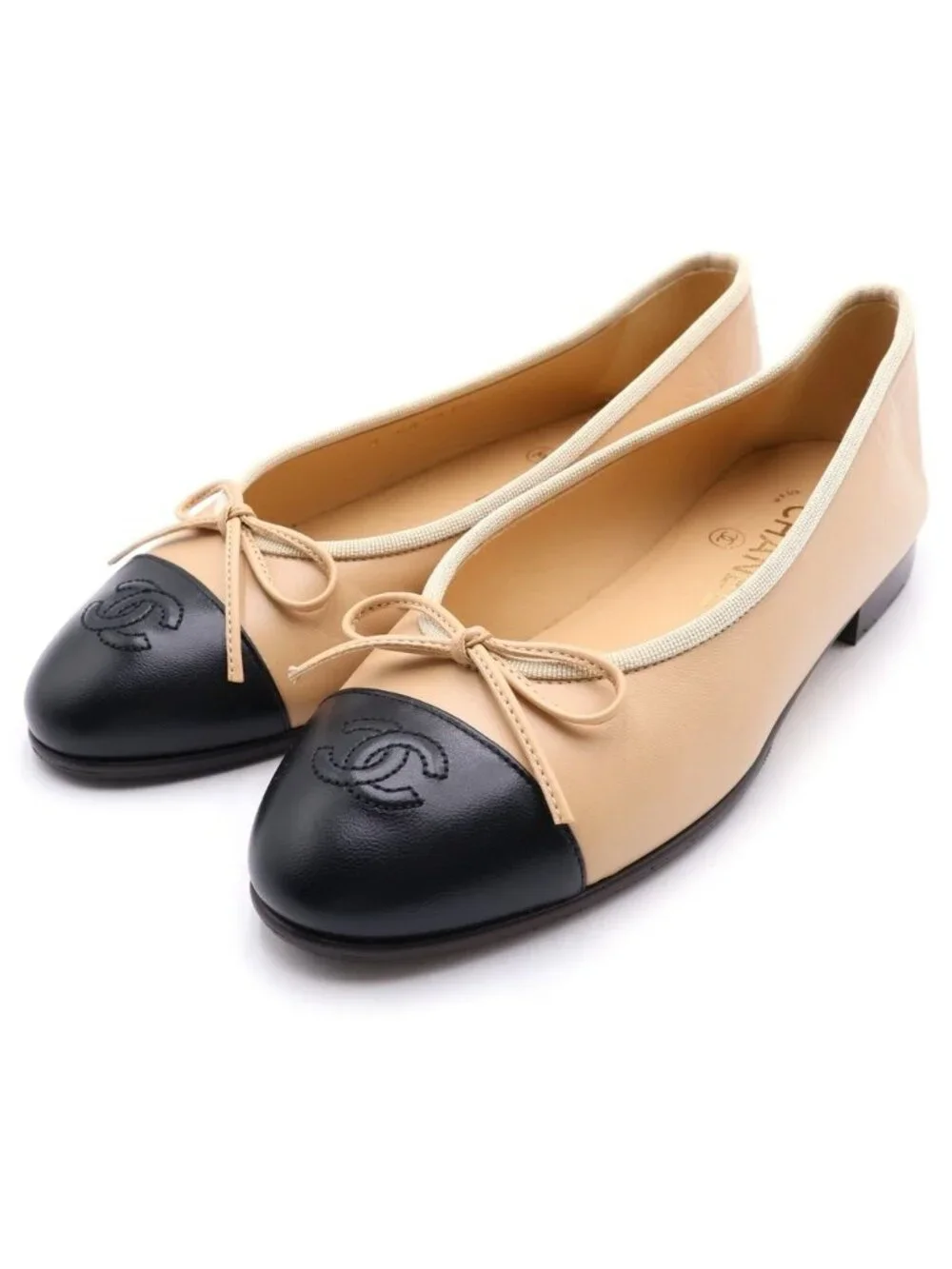 Chanel Leather Pumps Beige 36 Heel