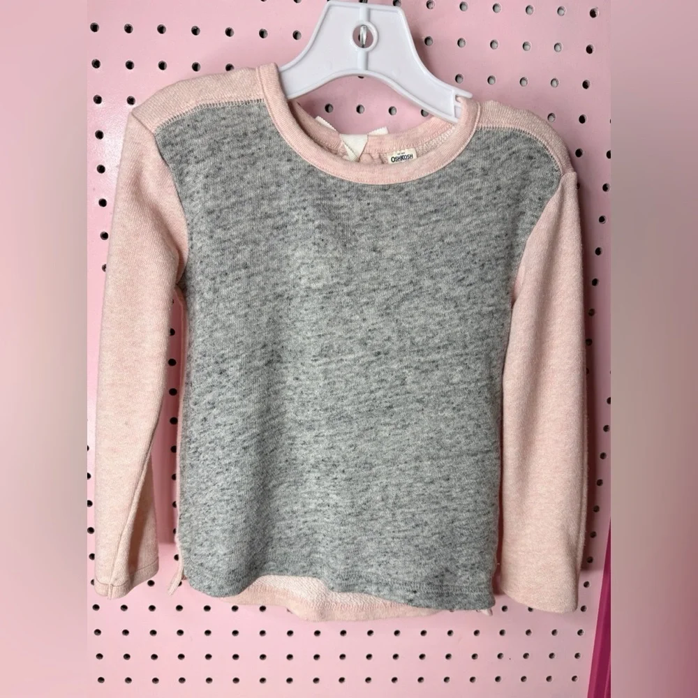 OshKosh B’gosh Girls Color Block Sweatshirt Pink Gray Size 4T Casual Classic