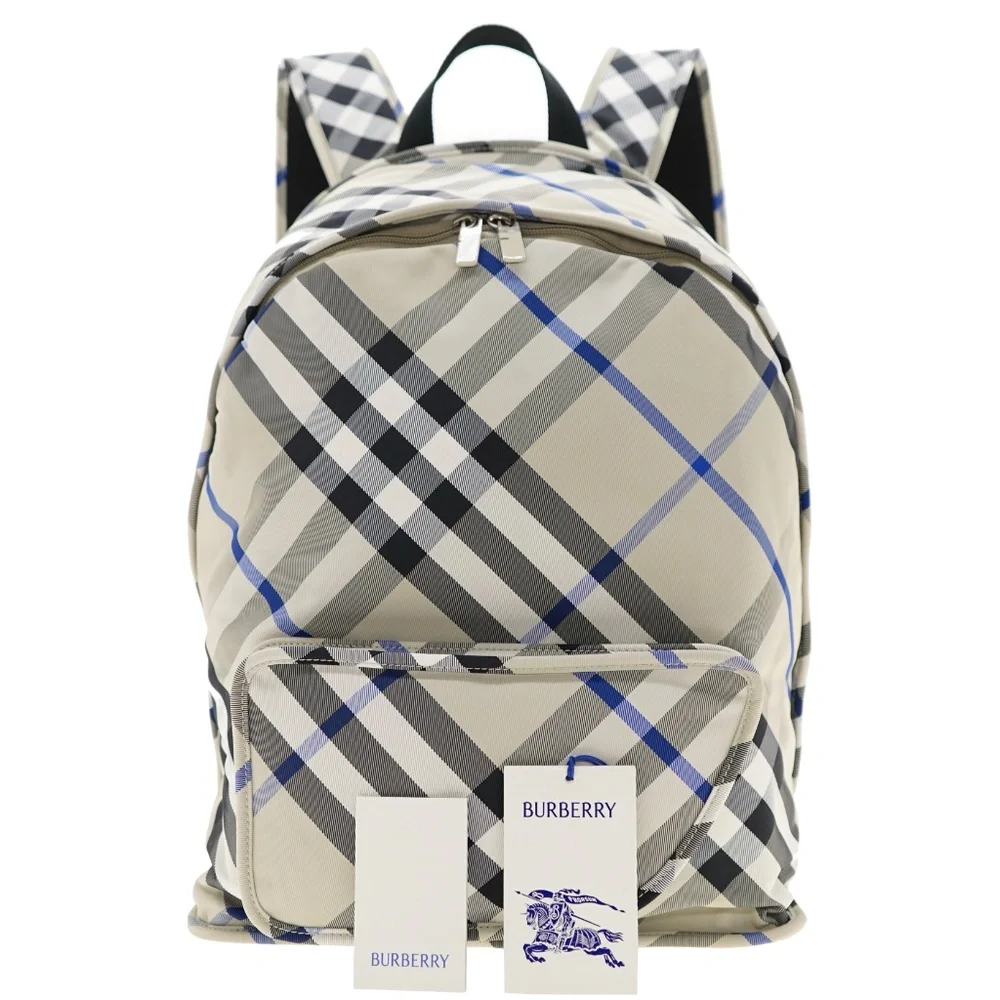 Burberry Shield Backpack Checkered Linchen Polyamide New