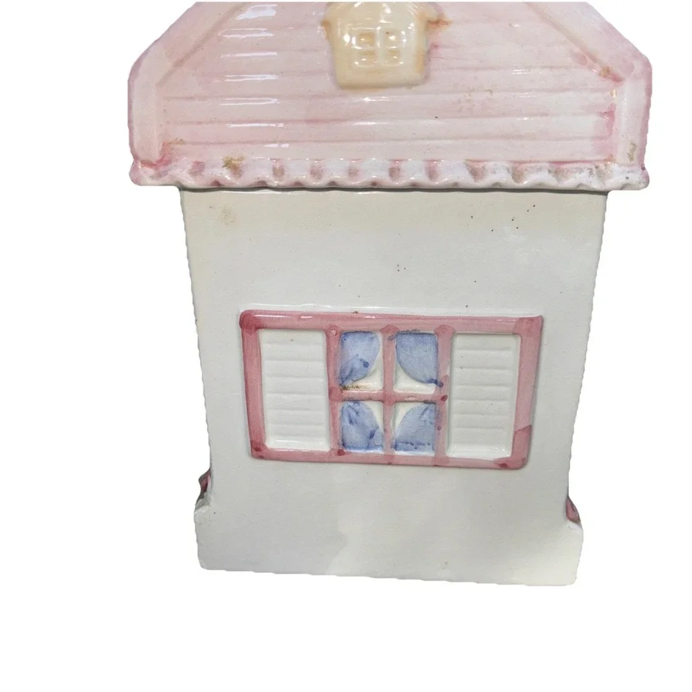 Vintage House Shaped Cookie Jar, Lidded Canister  resembles Lenox Village