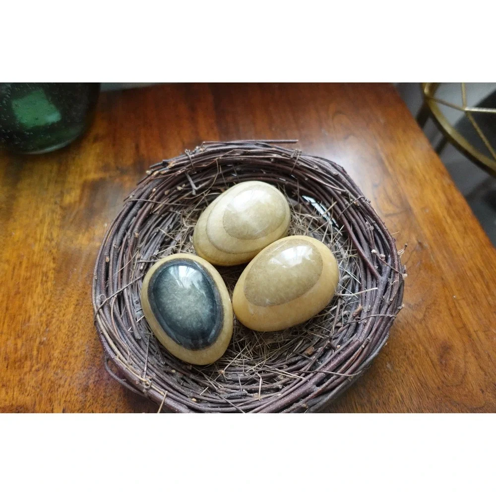 Decorative‎ Stone Eggs in Nest - Faux Bird Eggs - Easter Decor