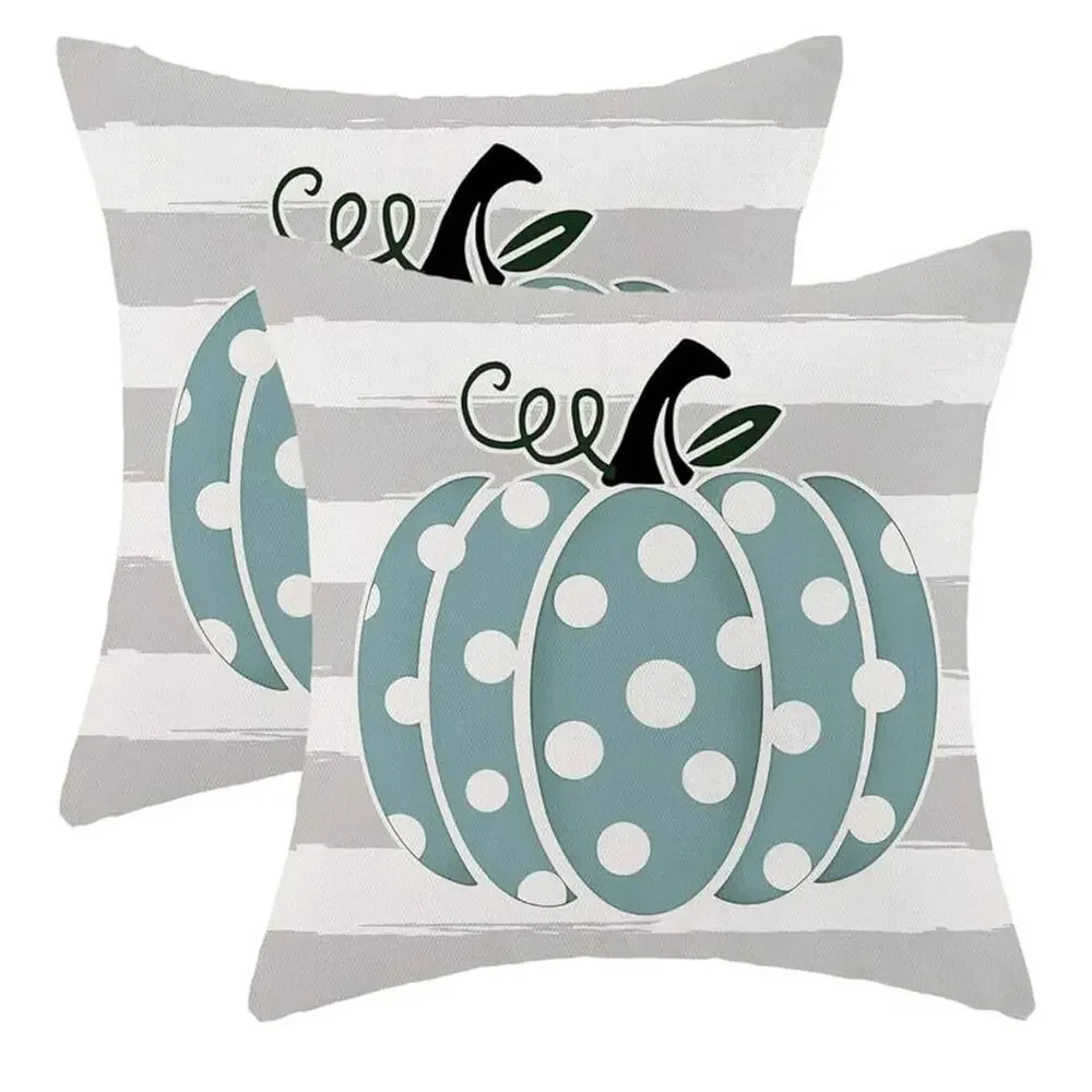 New: 2 pk teal pumpkin pillow covers; boho; pumpkin;‎ fall decor