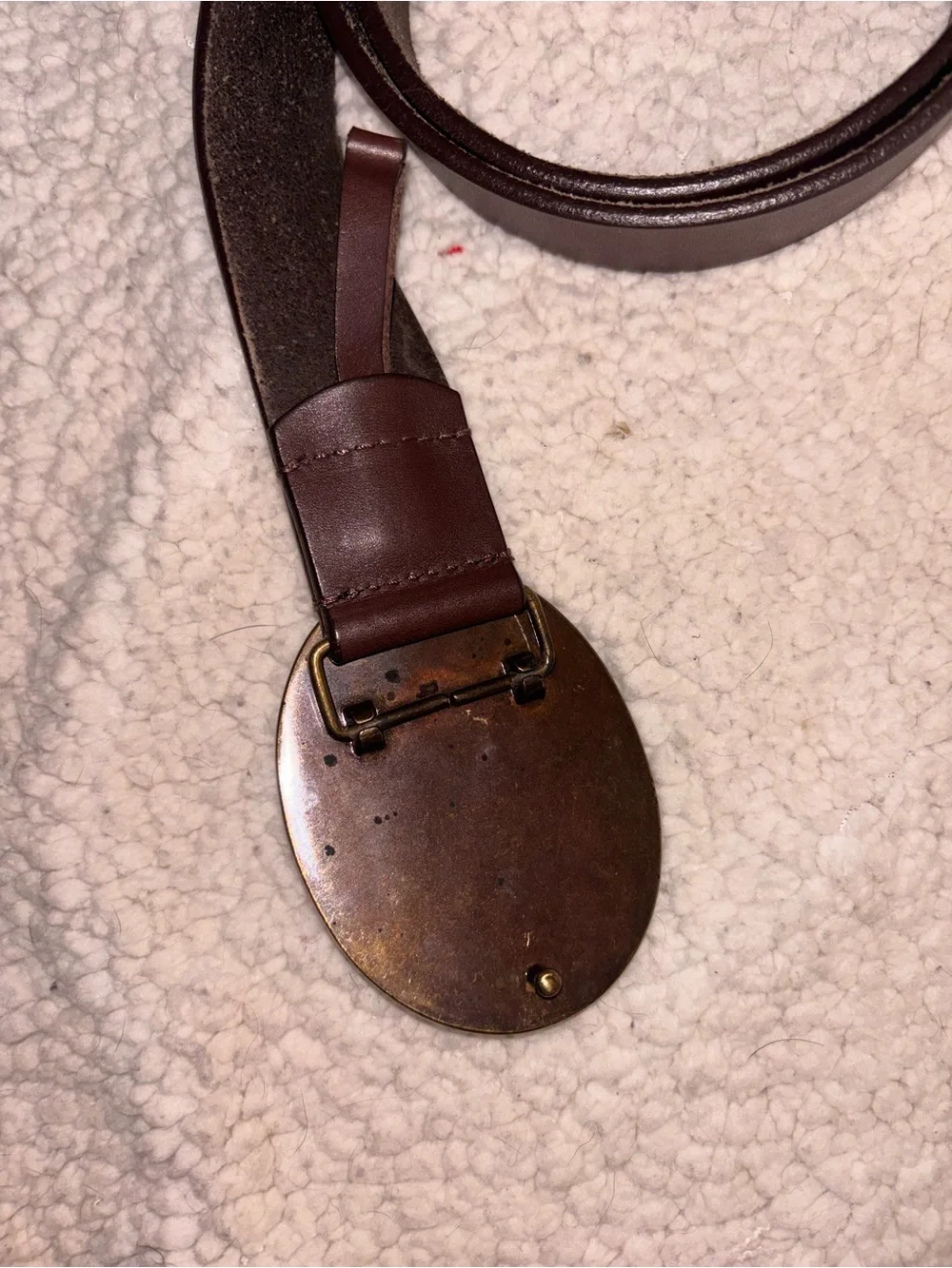 J. Jill Genuine Leather Brown Embossed Oval Buckle Belt Size Small