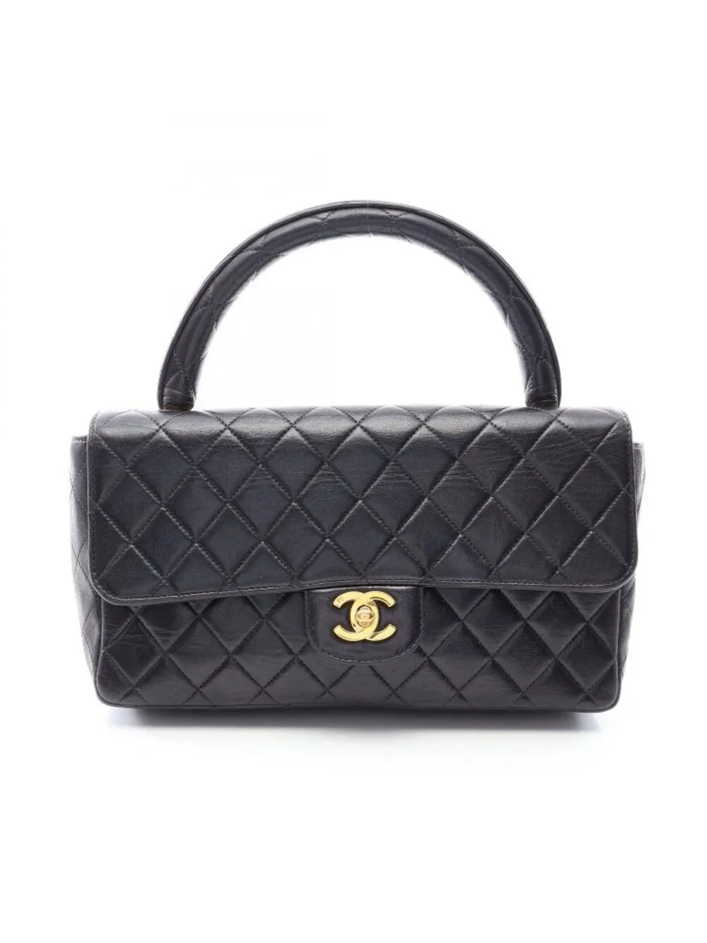 Chanel Handbag Quilted Parent Child Bag Black Lambskin