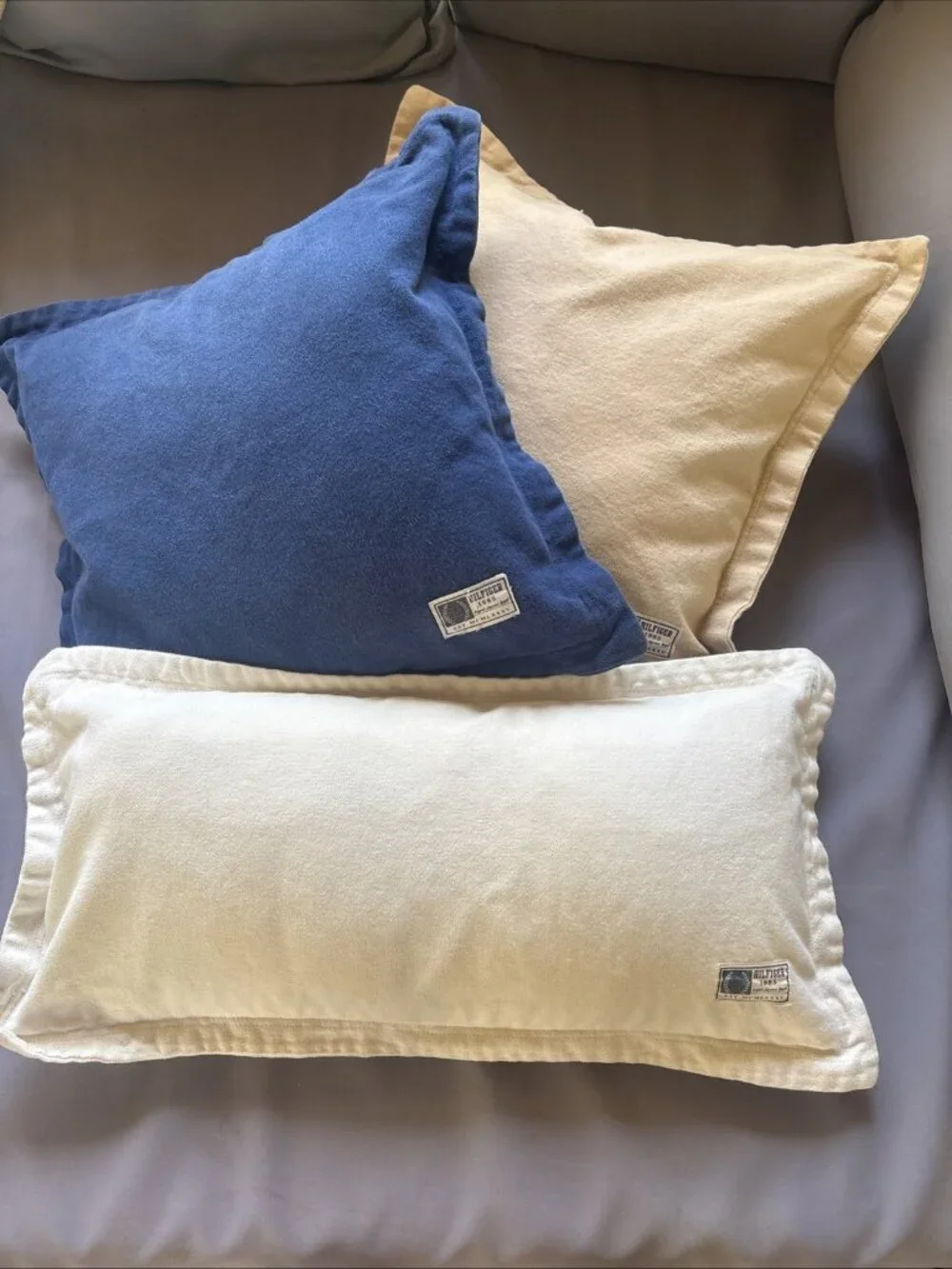 Tommy Hilfiger Rectangle & Square Zippered Khaki Throw Pillow Covers 100% Cotton
