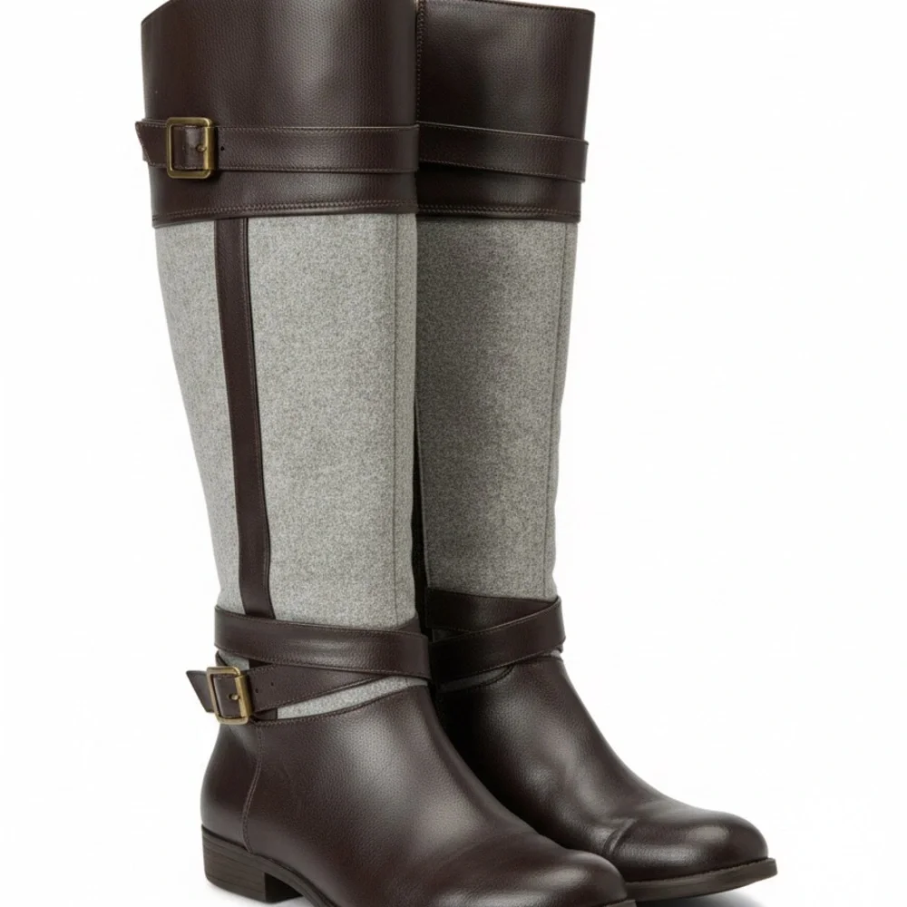 Kohl's Elegant Brown and Gray Over the Knee Boots