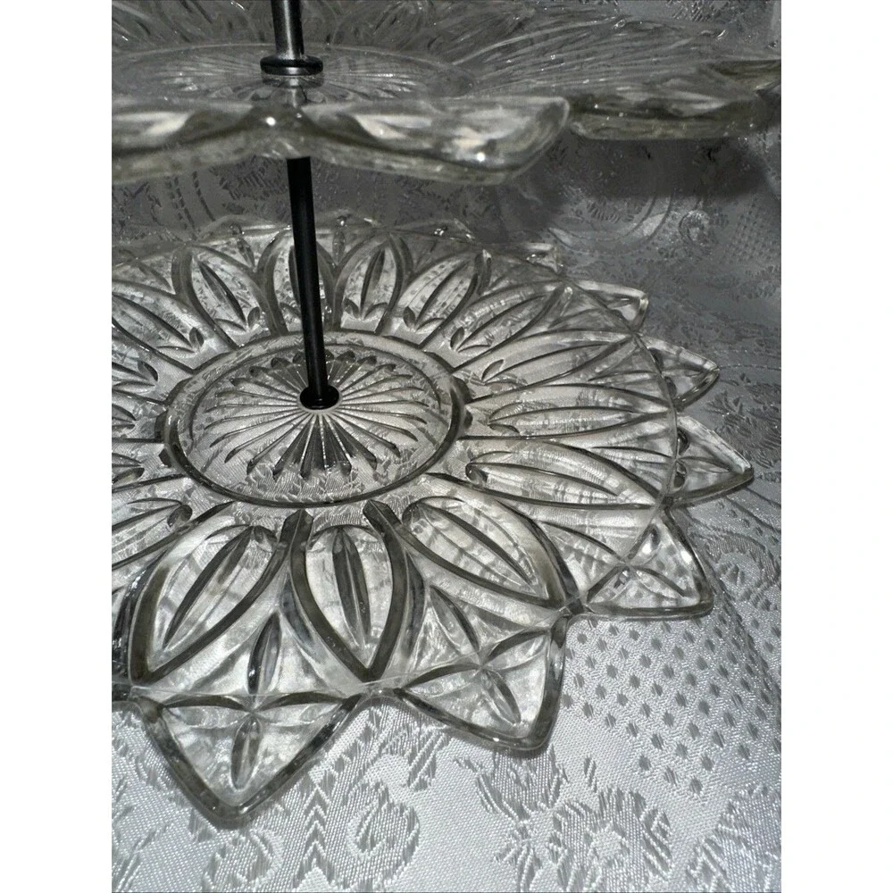 vintage 2 tier candy dish  glass/ Dessert Tray