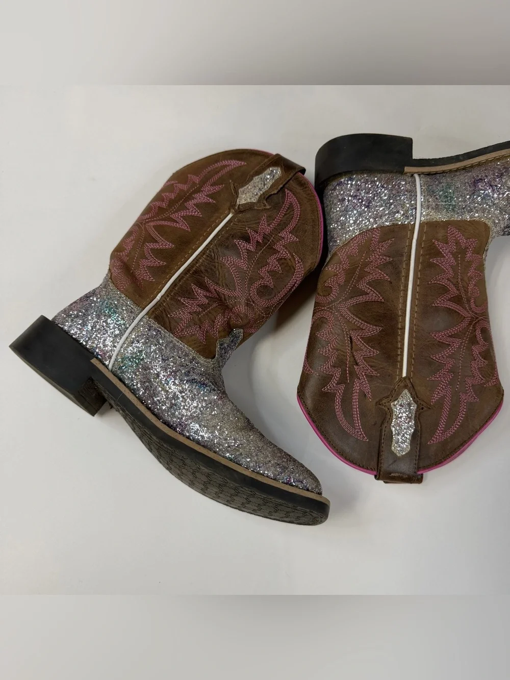 Smoky Mountain Boots Little Girls Size 13.5 Cowboy Boots Glitter Sparkle Brown