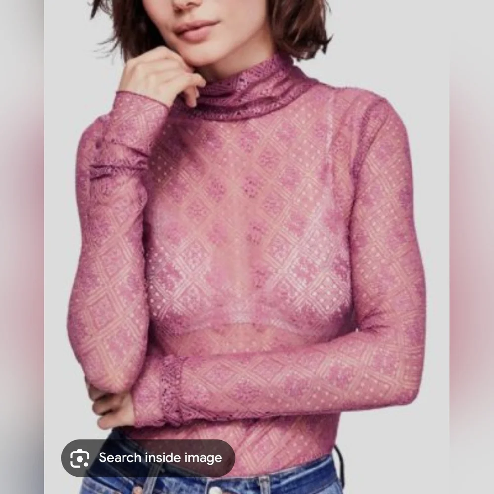 Elegant Lace Long Sleeve Stretchy Top in Mauve