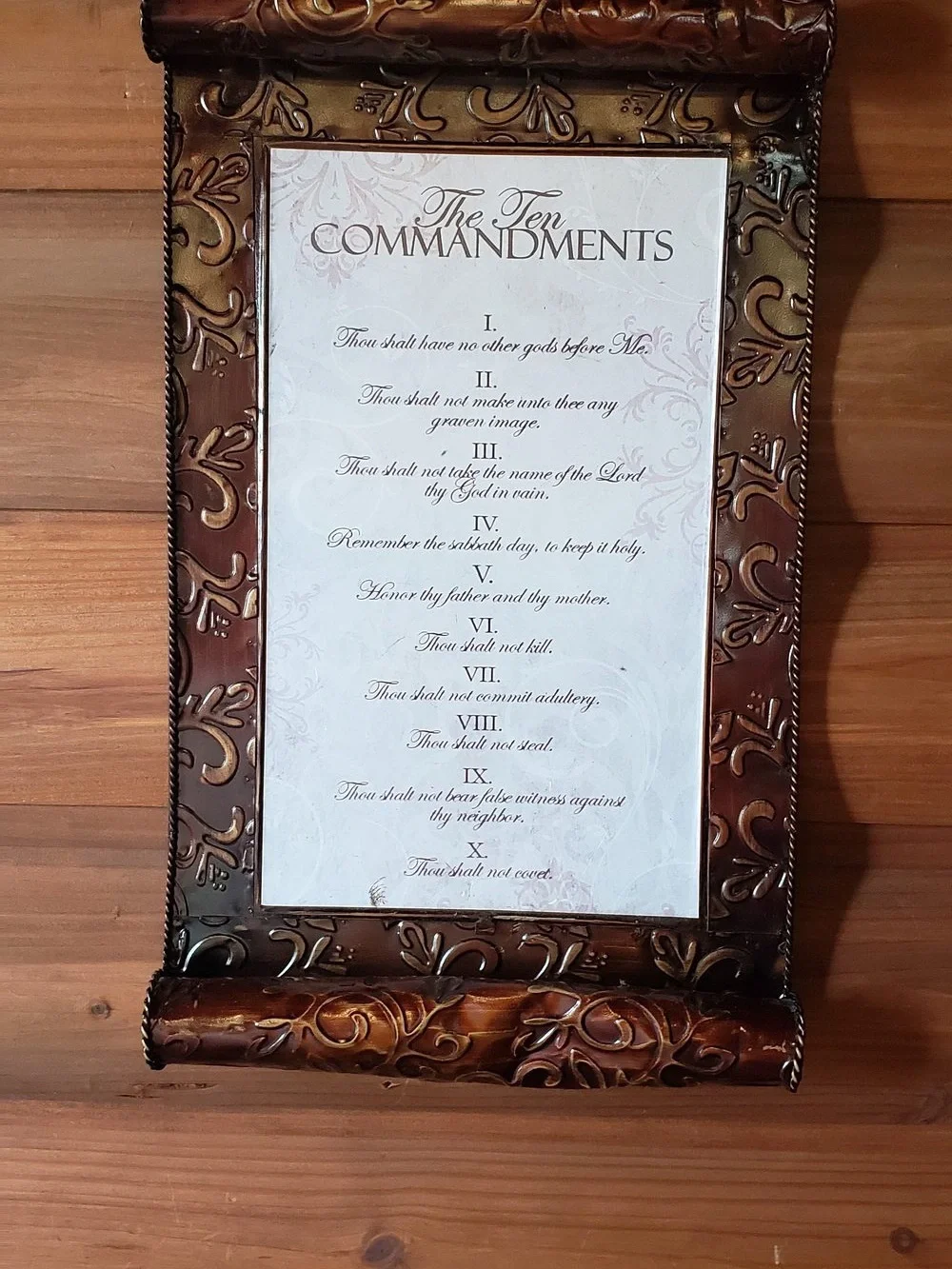 Brown and Cream Decorative Ten Commandments Plaque