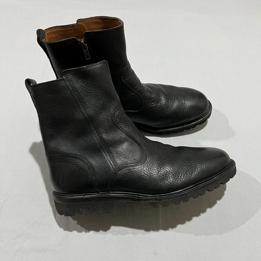 Allen Edmonds Mens Black Leather Side Zip Ultra Light Discovery Moto Boots 11
