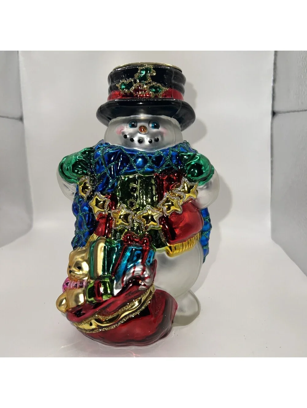 Vintage Snowman Candle Holder Glass Mercury