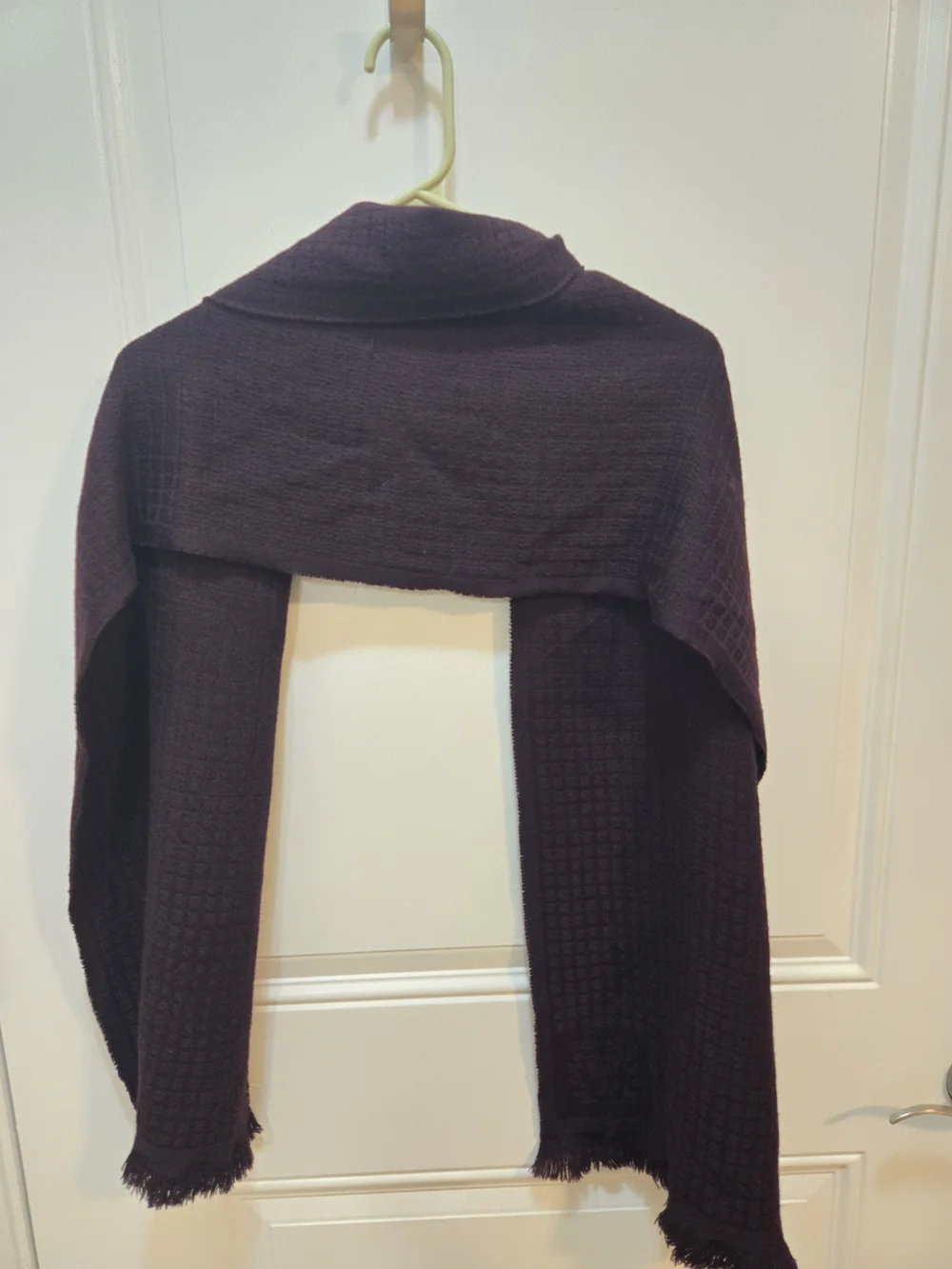 Vintage Dion Neckwear Men 100% Wool Scarf Fringe Made in Italy Plum Purple