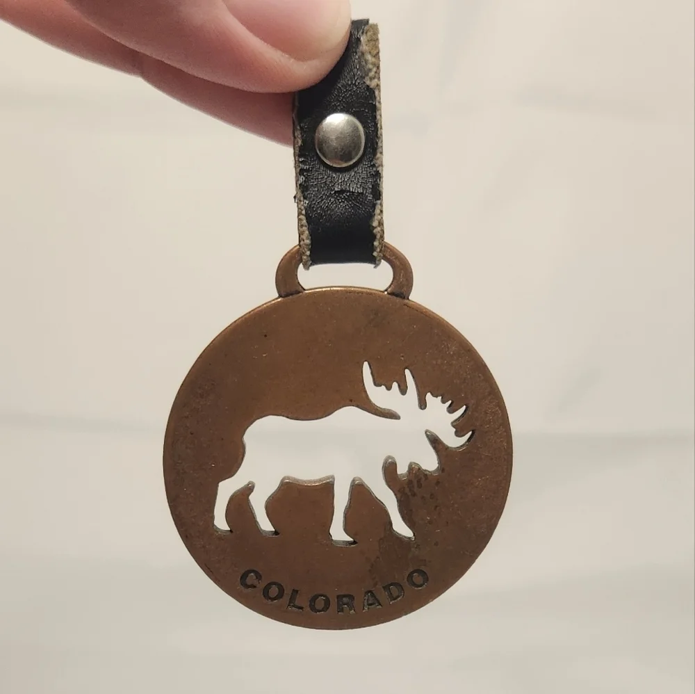 3” Copper Moose Colorado Leather Strap Keychain