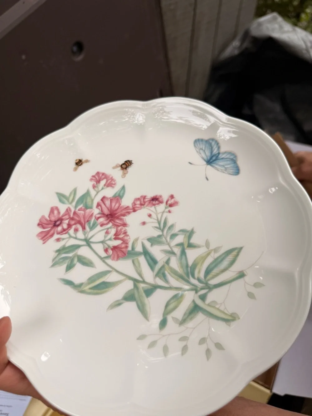 Lenox Butterfly Meadows 4-Piece Dinnerware Set with Floral and Butterfly Accents