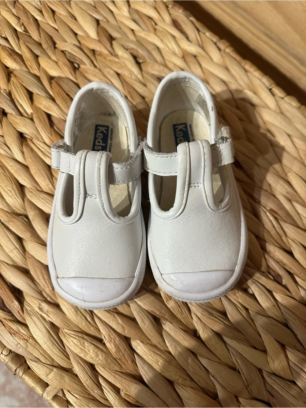 Size 5 Keds White T-Strap Baby Mary Jane Shoes