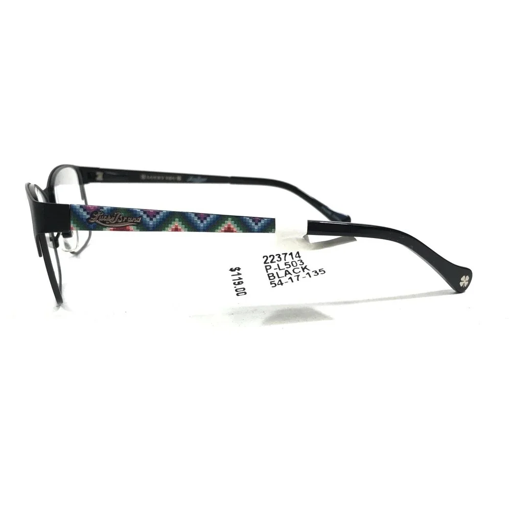 Lucky Brand L503 BLACK Eyeglasses Frames Square Cat Eye Full Rim 54-17-135